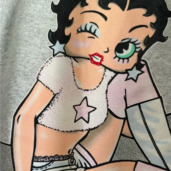 ORIGINAL RARE Vintage 1995 Betty Boop Workout Sweatshirt Silver Star Aerobics - Picture 4 of 14